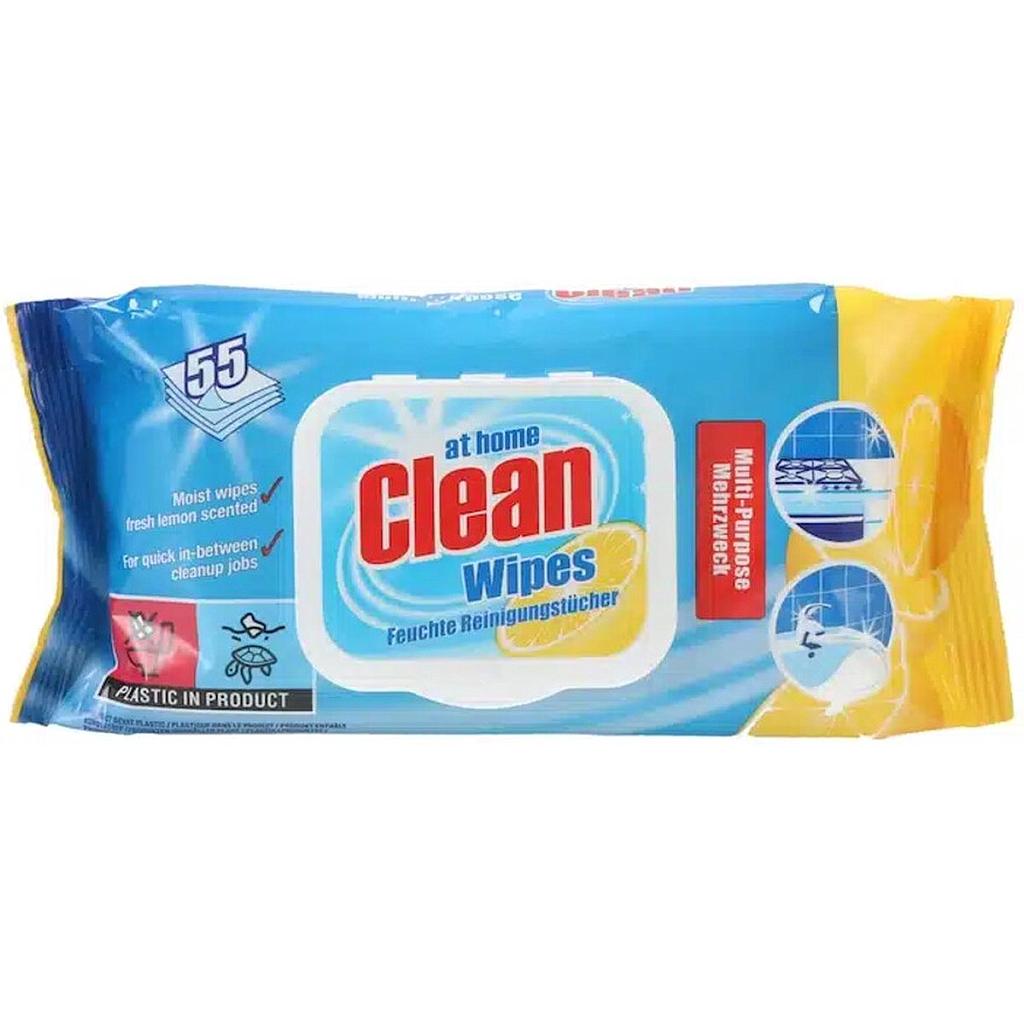 Влажные салфетки для уборки At Home Clean Multi Cleaning Lemon 55 шт