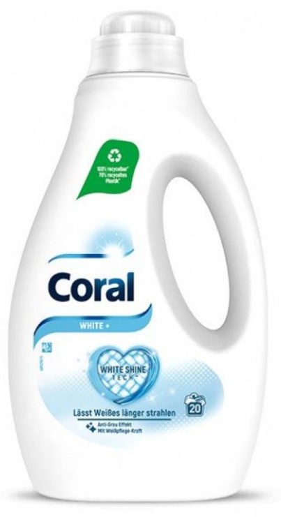 Гель для стирки Coral с защитной сывороткой, 20 стир. / 1л Белый+
