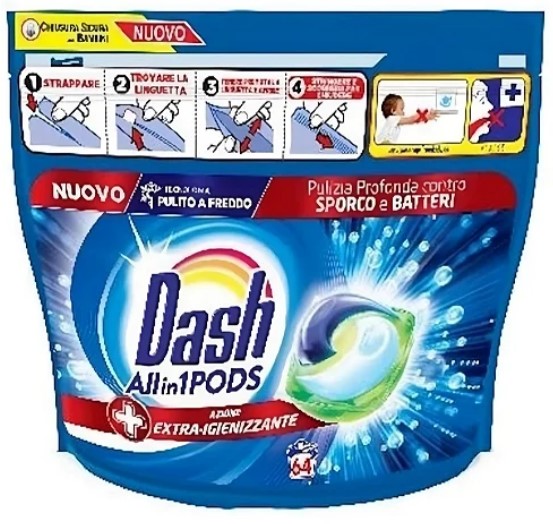 Капсулы для стирки Dash 3 в 1 Uniwersal 64 шт 