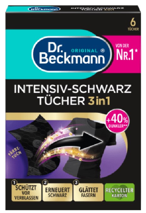 Салфетки для обновления черного цвета и ткани Dr Beckmann 2в1 6 шт