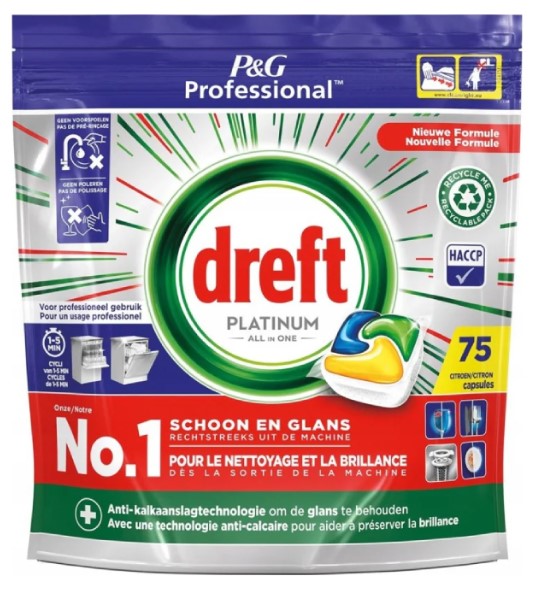 Капсулы для посудомоечной машины Dreft Platinum Лимон 75 шт