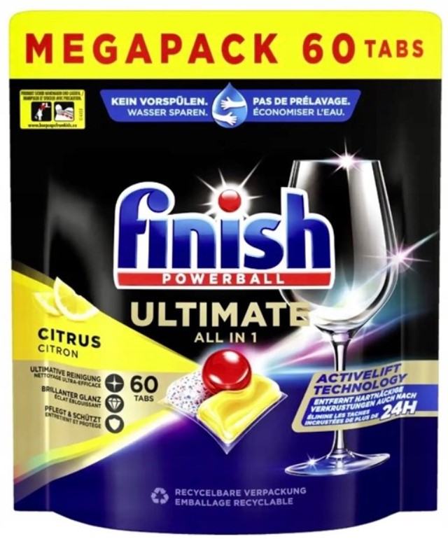 Таблетки для посудомоечной машины Finish All-in-one Ultimate Lemon 60 шт