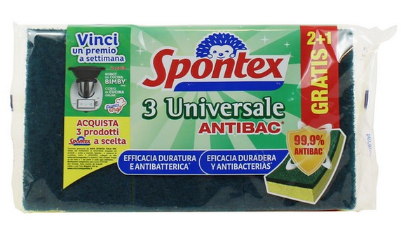 Губки для мытья посуды Spontex 2+1 шт (зеленые)