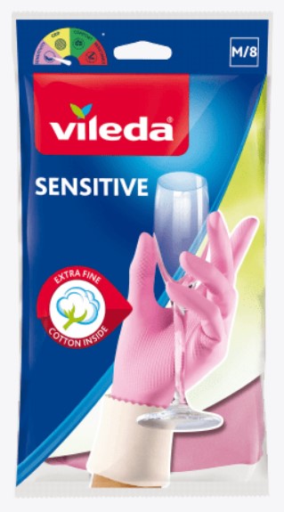 Перчатки латексные Vileda Sensitive Comfort Для деликатных работ M 1 пара Розовый