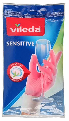 Перчатки латексные Vileda Sensitive Comfort Для деликатных работ S 1 пара Розовый