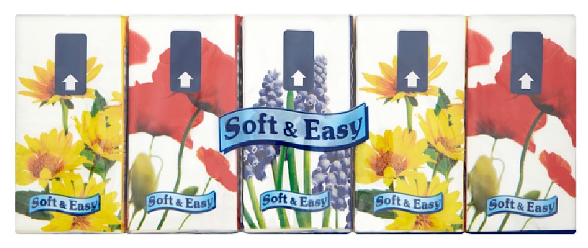 Гигиенические салфетки Soft&amp;Easy, 3-слойные, с цветами, 10 x 9 шт